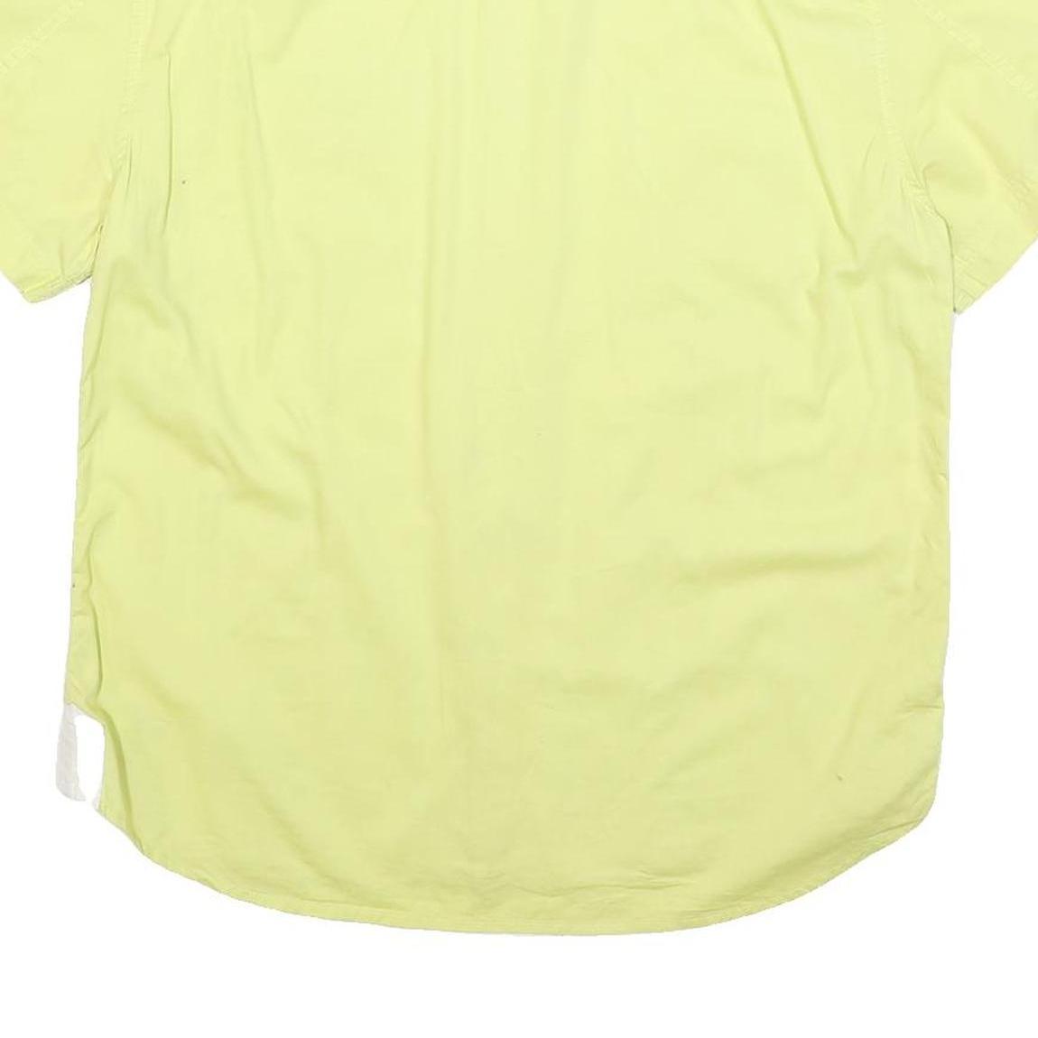 ARMANI EXCHANGE Mens Yellow Casual Shirt L Cotton Blend Short Sleeve Button