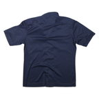Mens Navy Blue Plain Shirt Button Short Sleeve M Polyester Blend Casual