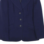 Womens Navy Blue Tailored Wool Jacket Button Closure XS Woven Classic Blazer