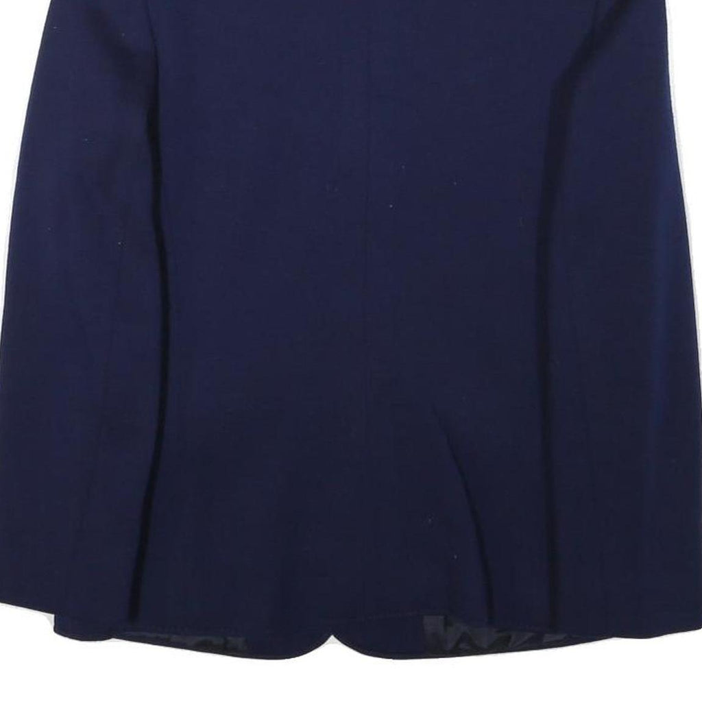 Womens Navy Blue Tailored Wool Jacket Button Closure XS Woven Classic Blazer