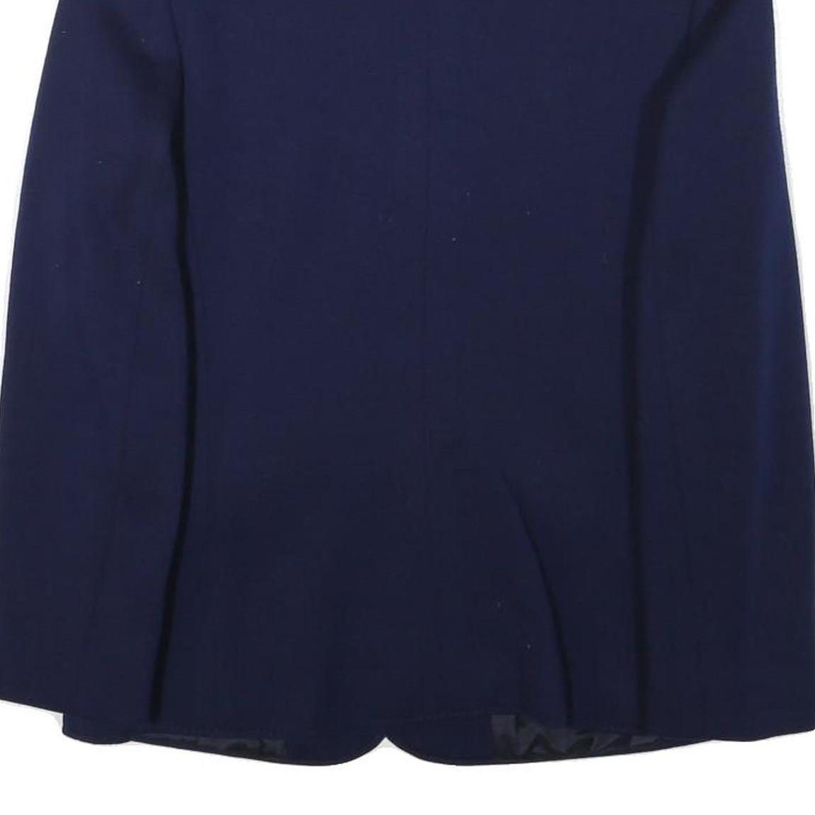 Womens Navy Blue Tailored Wool Jacket Button Closure XS Woven Classic Blazer