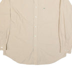 TOMMY HILFIGER Mens Beige Slim Cotton Shirt L Long Sleeve Button Collar Casual