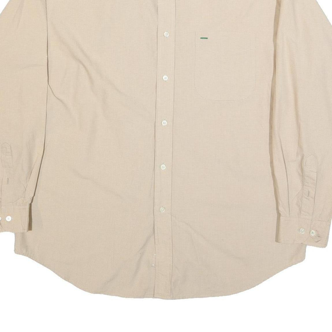 TOMMY HILFIGER Mens Beige Slim Cotton Shirt L Long Sleeve Button Collar Casual