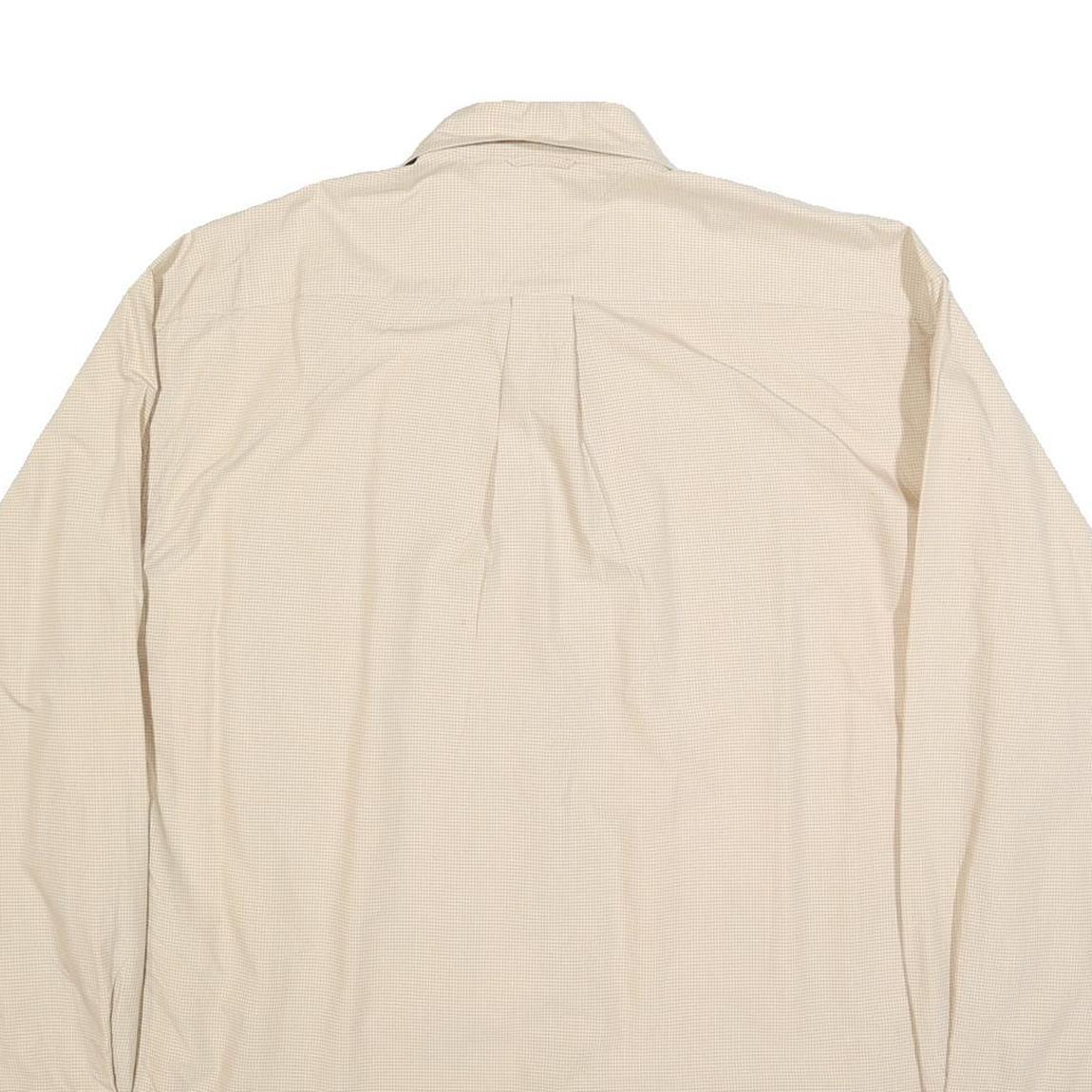 TOMMY HILFIGER Mens Beige Slim Cotton Shirt L Long Sleeve Button Collar Casual