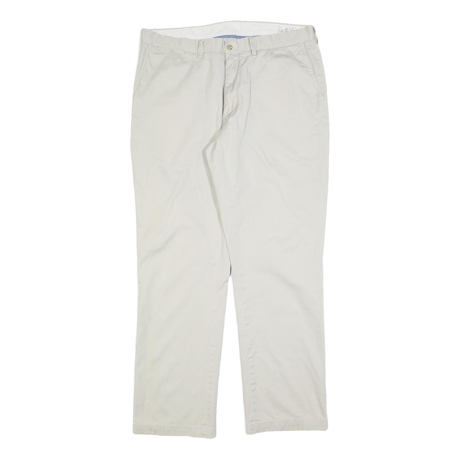 POLO RALPH LAUREN Mens Cotton Blend Beige Relaxed Straight Trousers W38 L34