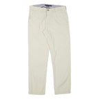 TOMMY HILFIGER Mens Regular Fit Beige Cotton Blend Trousers W32 L30 Classic Zip