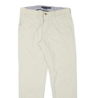 TOMMY HILFIGER Mens Regular Fit Beige Cotton Blend Trousers W32 L30 Classic Zip