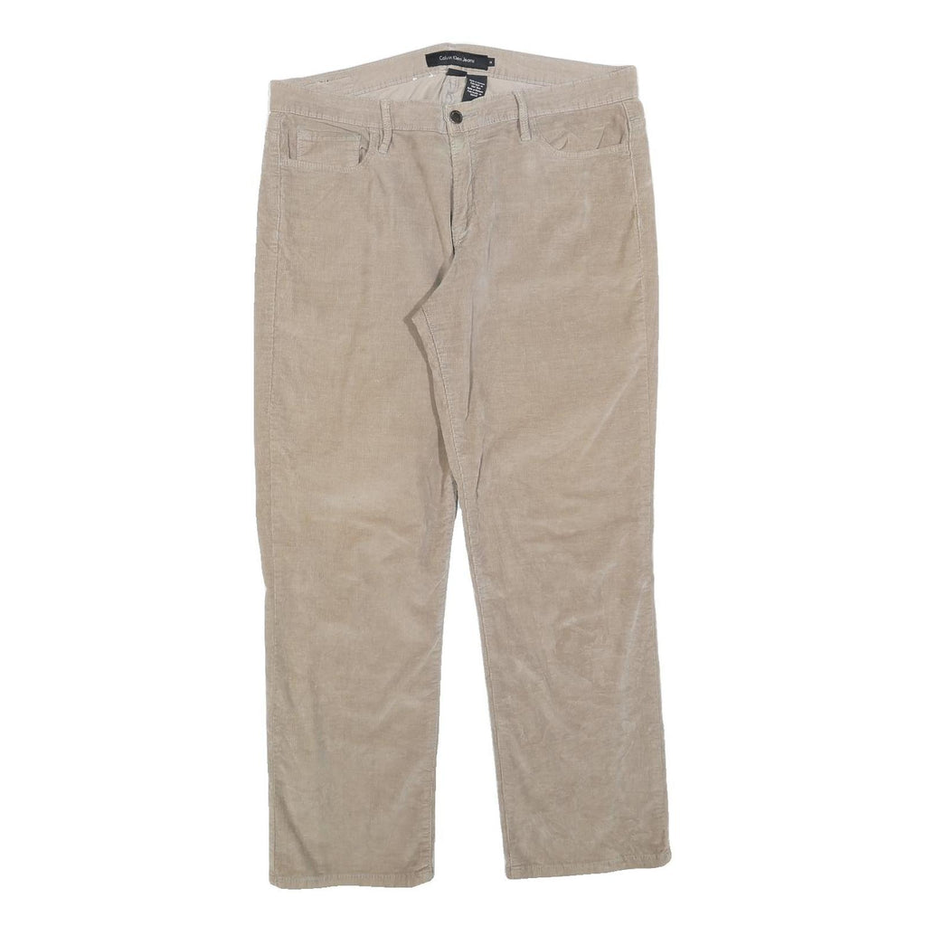 CALVIN KLEIN JEANS Womens Cotton Blend Beige Regular Straight Trousers W34 L28