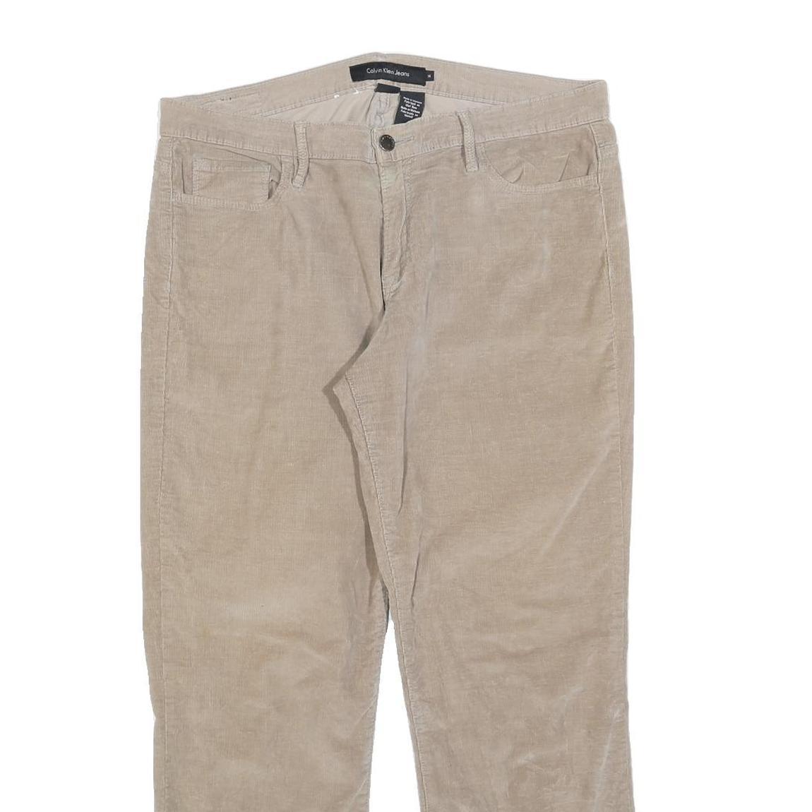 CALVIN KLEIN JEANS Womens Cotton Blend Beige Regular Straight Trousers W34 L28
