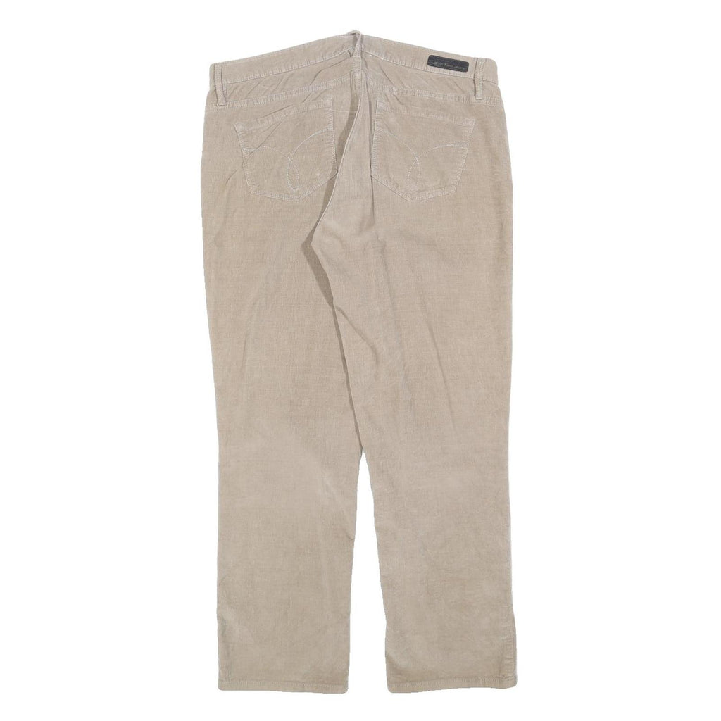 CALVIN KLEIN JEANS Womens Cotton Blend Beige Regular Straight Trousers W34 L28