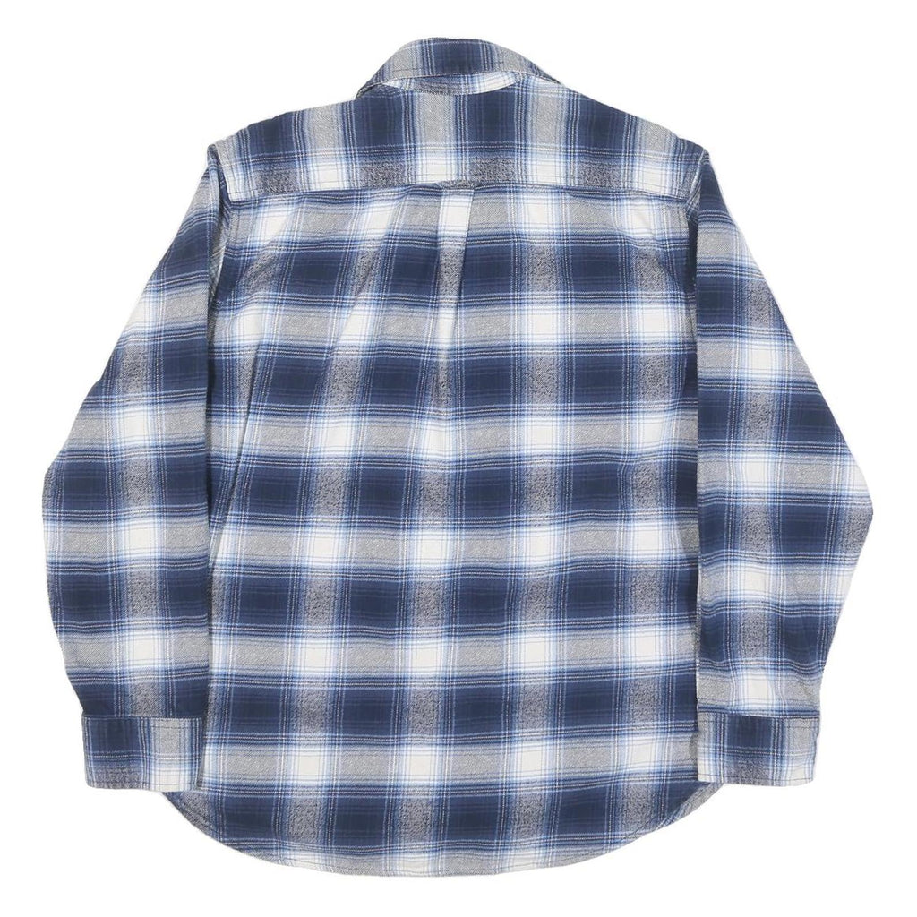 JACHS Womens Blue & White Checked Shirt M Button Front Casual Cotton Blend