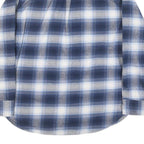 JACHS Womens Blue & White Checked Shirt M Button Front Casual Cotton Blend
