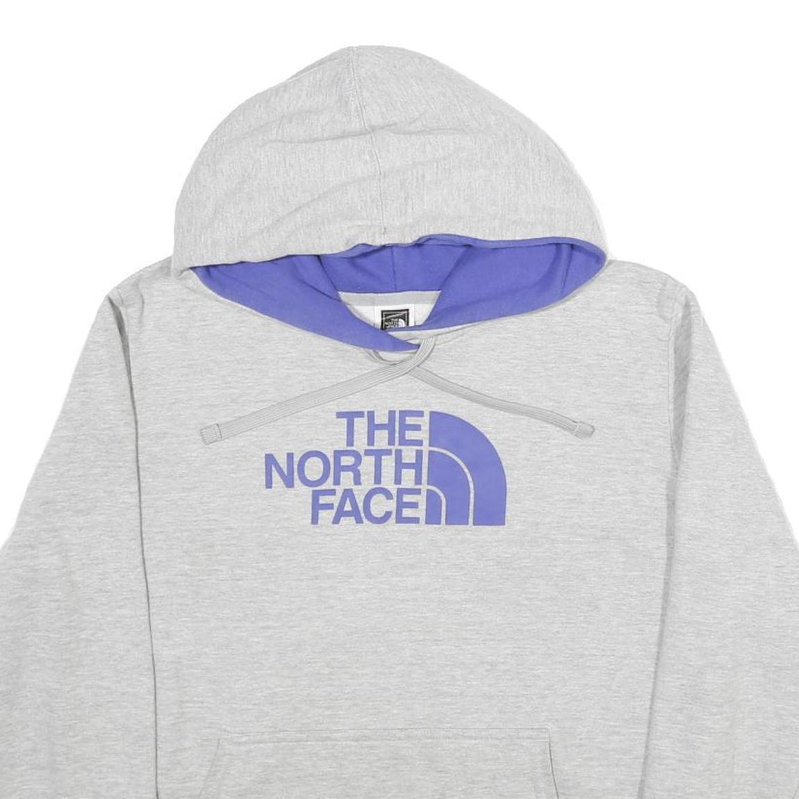 THE NORTH FACE Womens Grey & Purple Hoodie L Cotton Logo Casual Warm