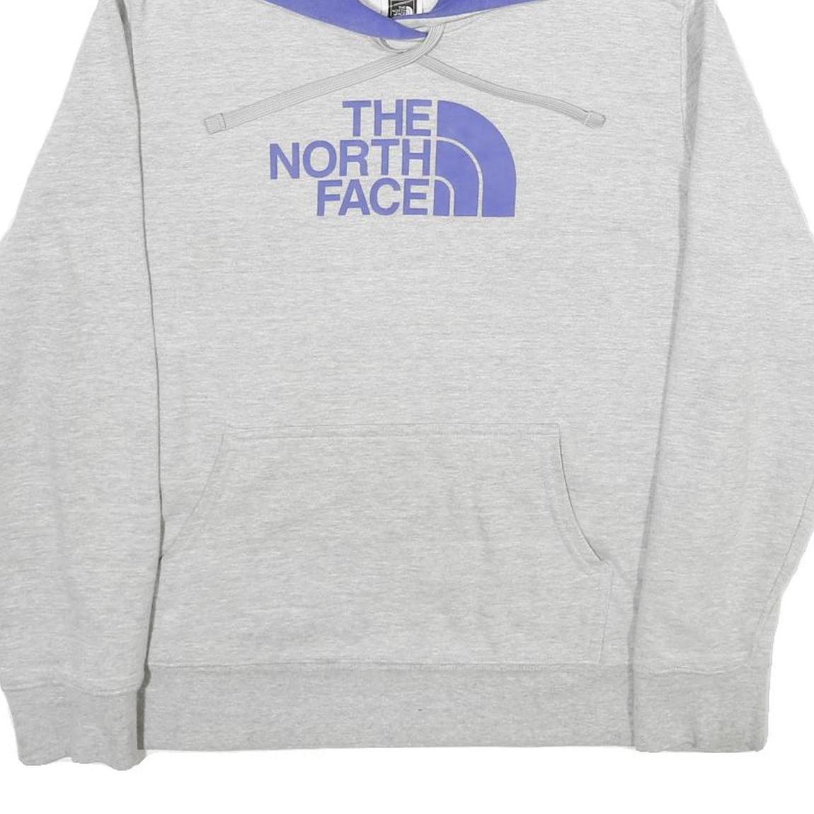 THE NORTH FACE Womens Grey & Purple Hoodie L Cotton Logo Casual Warm