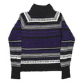 CHAPS Womens Black & Purple Patterned Wool Jumper Roll Neck Basic Knit M Warm