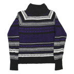 CHAPS Womens Black & Purple Patterned Wool Jumper Roll Neck Basic Knit M Warm