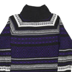 CHAPS Womens Black & Purple Patterned Wool Jumper Roll Neck Basic Knit M Warm