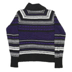 CHAPS Womens Black & Purple Patterned Wool Jumper Roll Neck Basic Knit M Warm