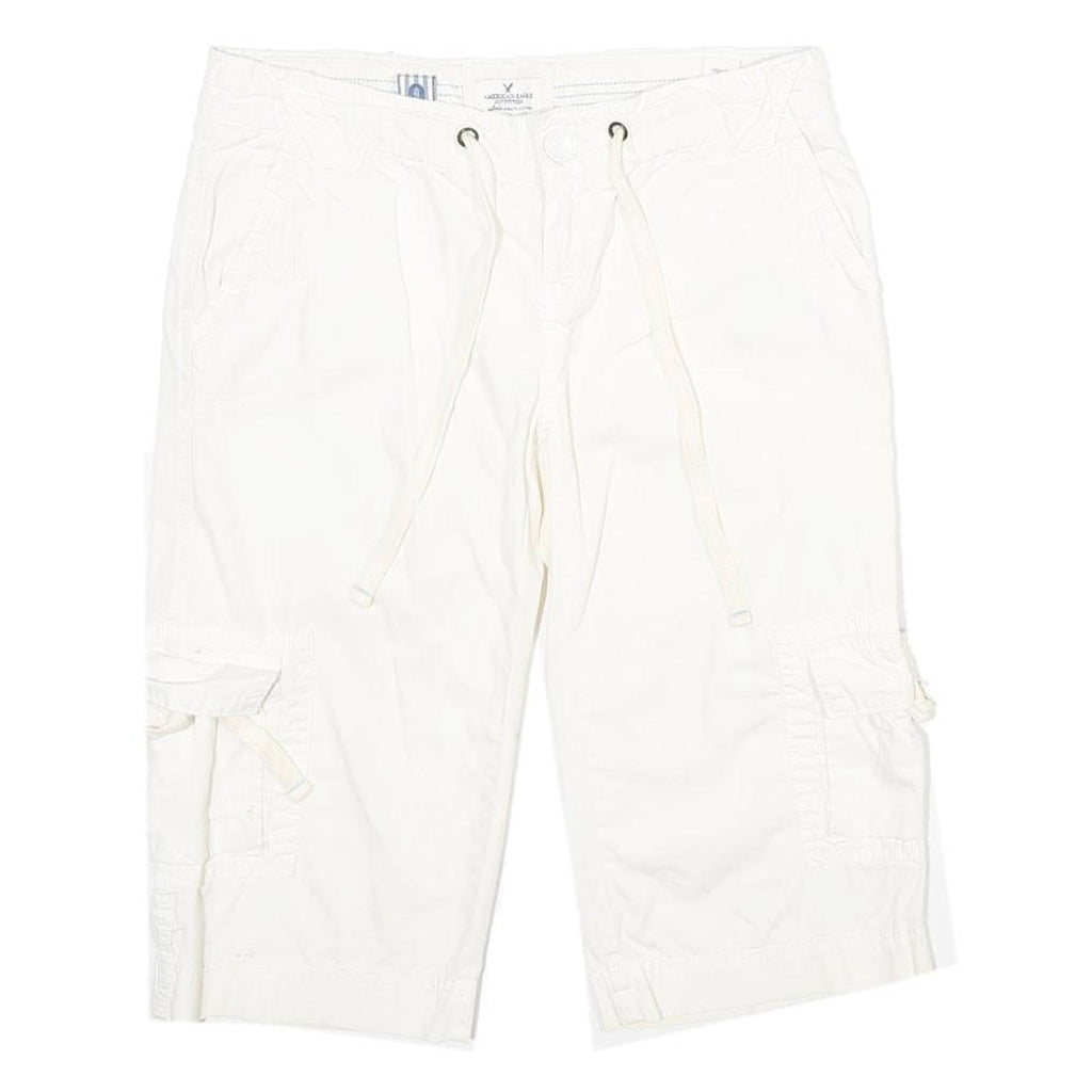 AMERICAN EAGLE Womens White Casual Cargo Shorts XXS W30 Comfortable Fit