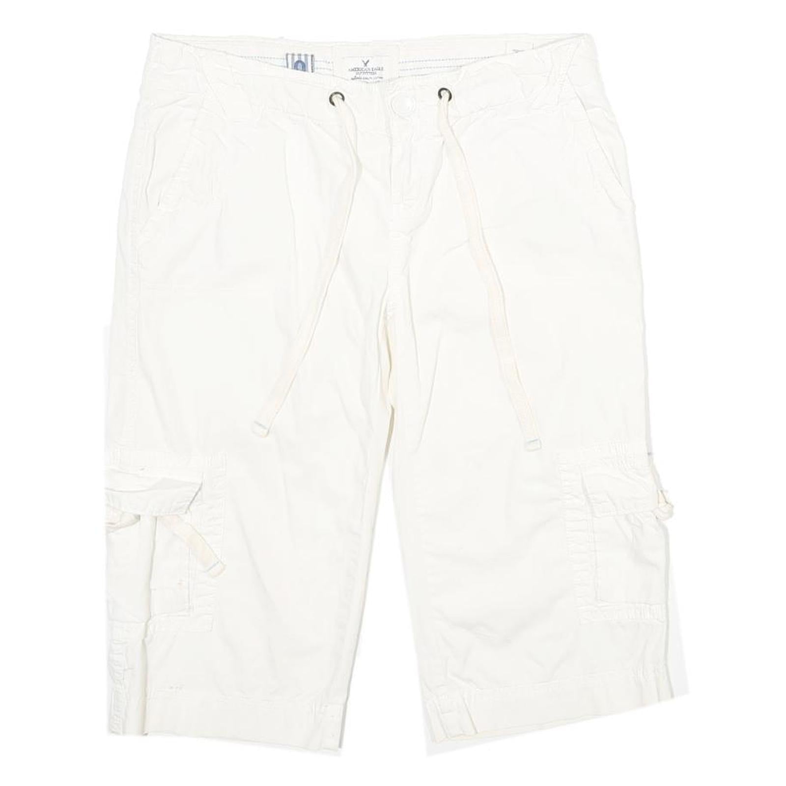 AMERICAN EAGLE Womens White Casual Cargo Shorts XXS W30 Comfortable Fit