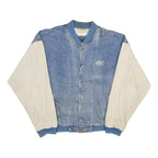 TEXX Mens Blue & Cream Button Cotton Denim Varsity Jacket XL Casual Outerwear