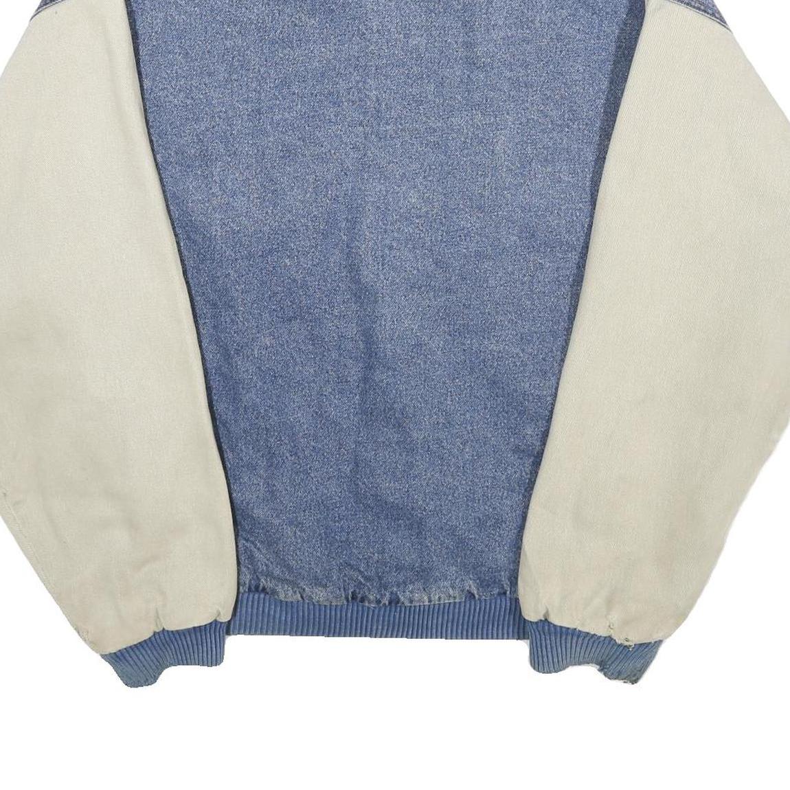 TEXX Mens Blue & Cream Button Cotton Denim Varsity Jacket XL Casual Outerwear