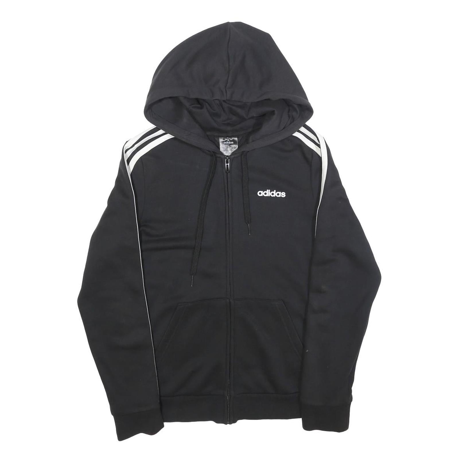ADIDAS Womens Black Hoodie S Cotton Blend Full Zip Sports Casual Sweatshirt