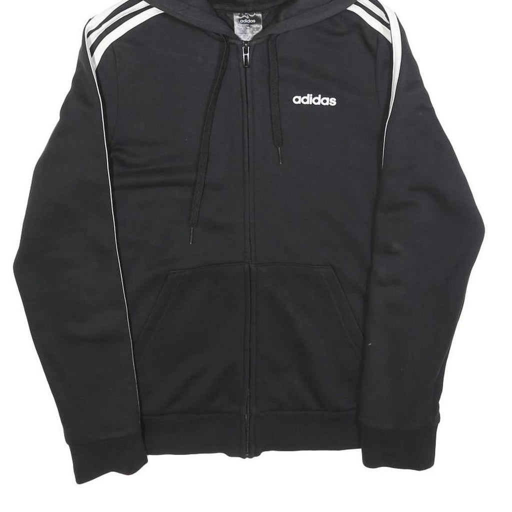 ADIDAS Womens Black Hoodie S Cotton Blend Full Zip Sports Casual Sweatshirt