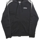 ADIDAS Womens Black Hoodie S Cotton Blend Full Zip Sports Casual Sweatshirt