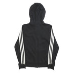 ADIDAS Womens Black Hoodie S Cotton Blend Full Zip Sports Casual Sweatshirt