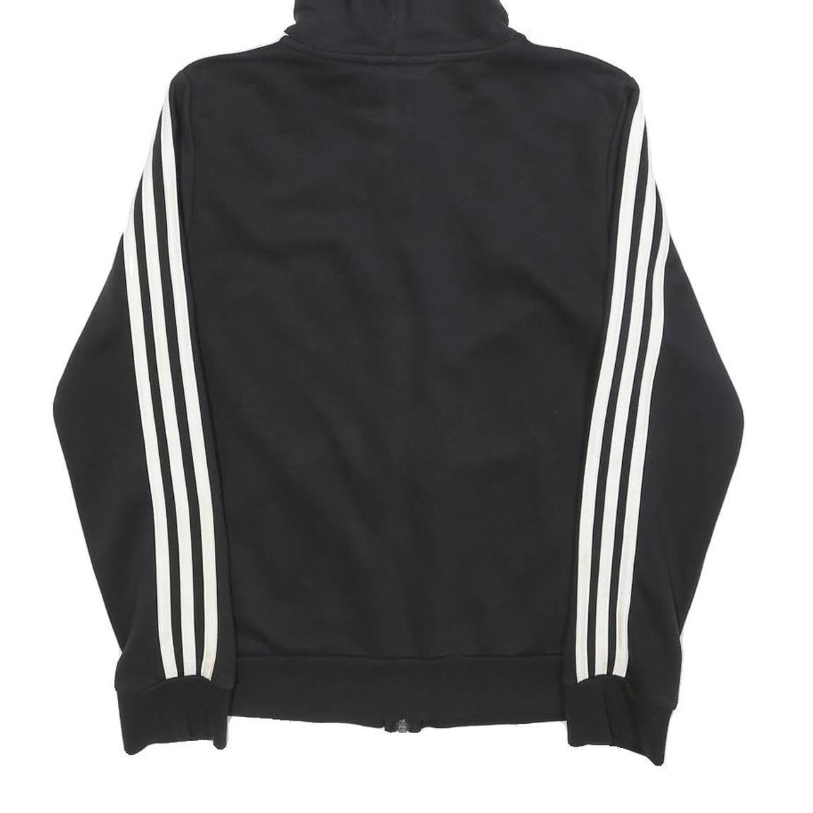 ADIDAS Womens Black Hoodie S Cotton Blend Full Zip Sports Casual Sweatshirt