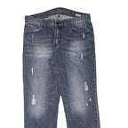 CALVIN KLEIN JEANS Mens Slim Blue Denim Medium W34 L30 Distressed Zip