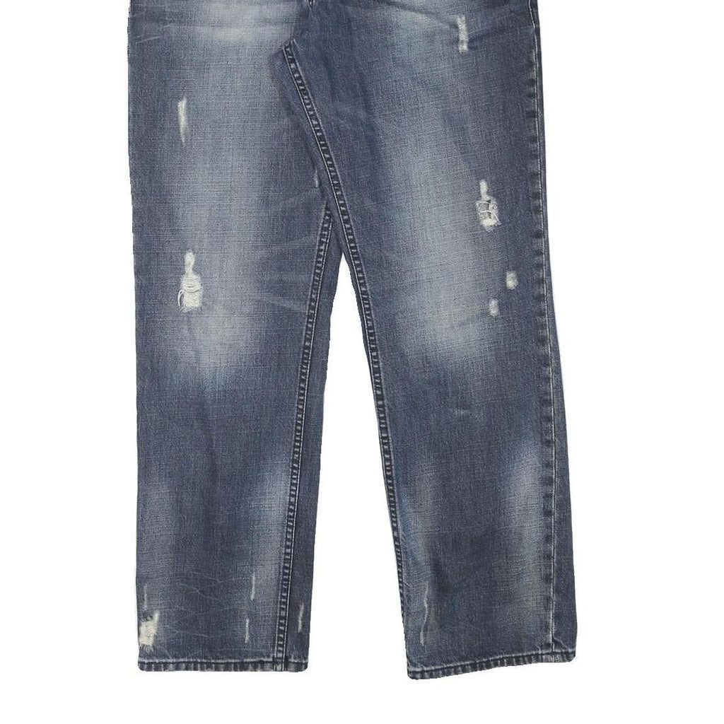 CALVIN KLEIN JEANS Mens Slim Blue Denim Medium W34 L30 Distressed Zip