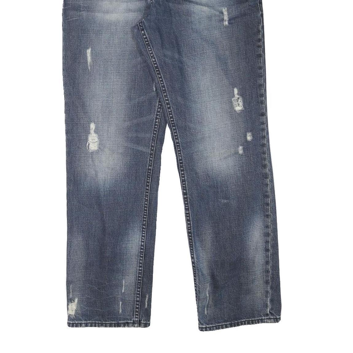 CALVIN KLEIN JEANS Mens Slim Blue Denim Medium W34 L30 Distressed Zip