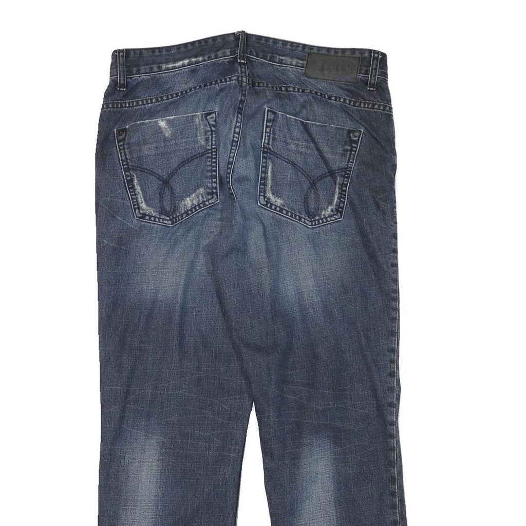 CALVIN KLEIN JEANS Mens Slim Blue Denim Medium W34 L30 Distressed Zip