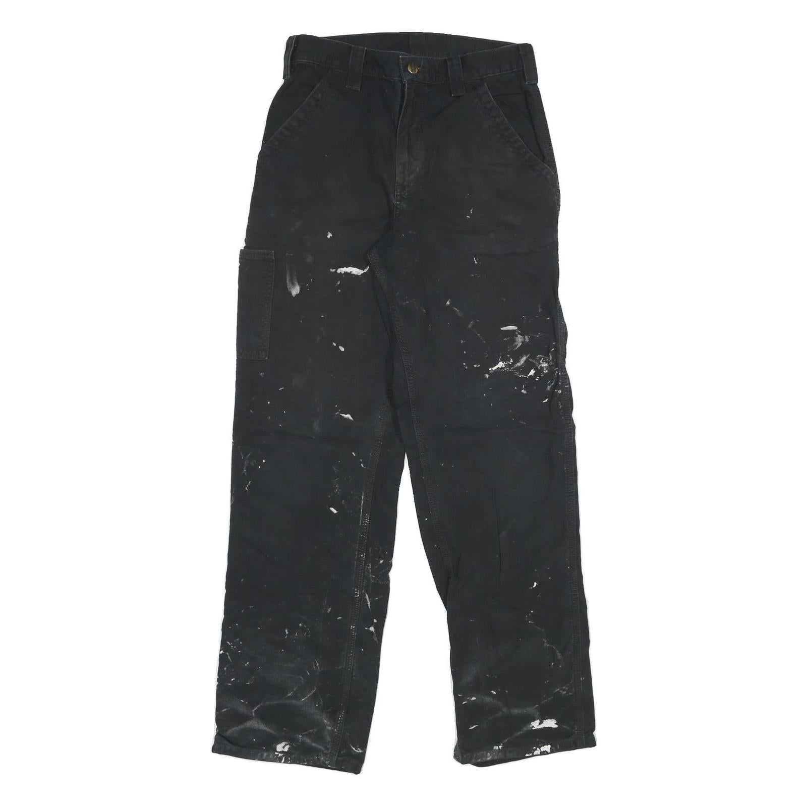 CARHARTT Mens Cotton Blend Black Relaxed Tapered Trousers W31 L34 Workwear