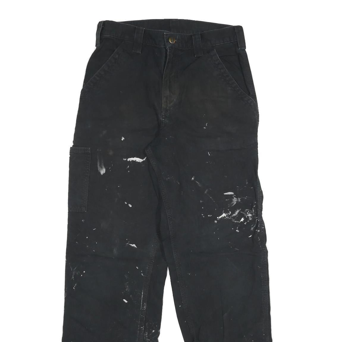 CARHARTT Mens Cotton Blend Black Relaxed Tapered Trousers W31 L34 Workwear