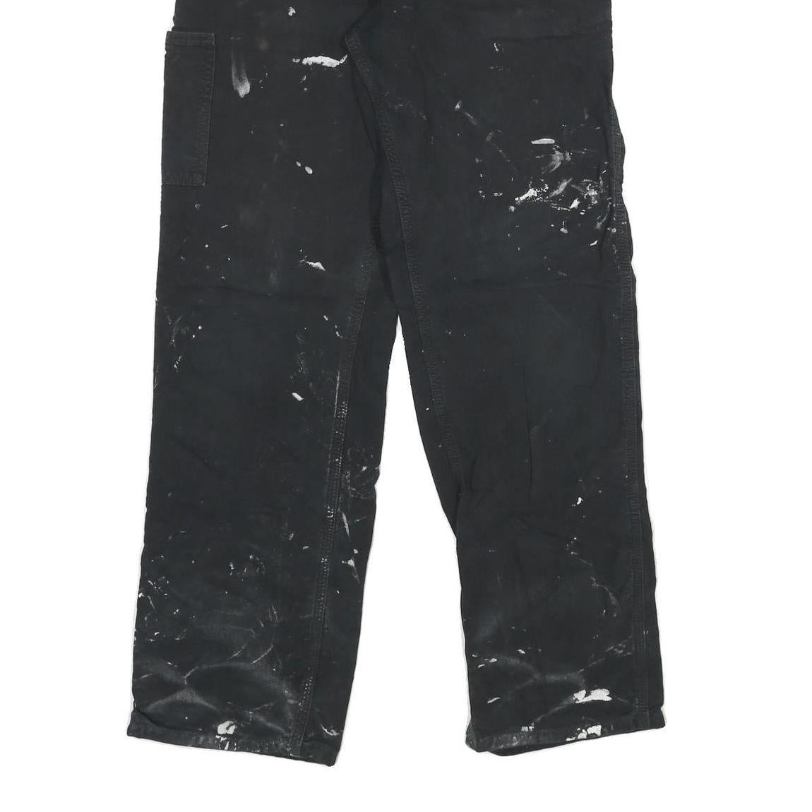 CARHARTT Mens Cotton Blend Black Relaxed Tapered Trousers W31 L34 Workwear