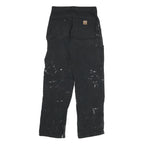 CARHARTT Mens Cotton Blend Black Relaxed Tapered Trousers W31 L34 Workwear