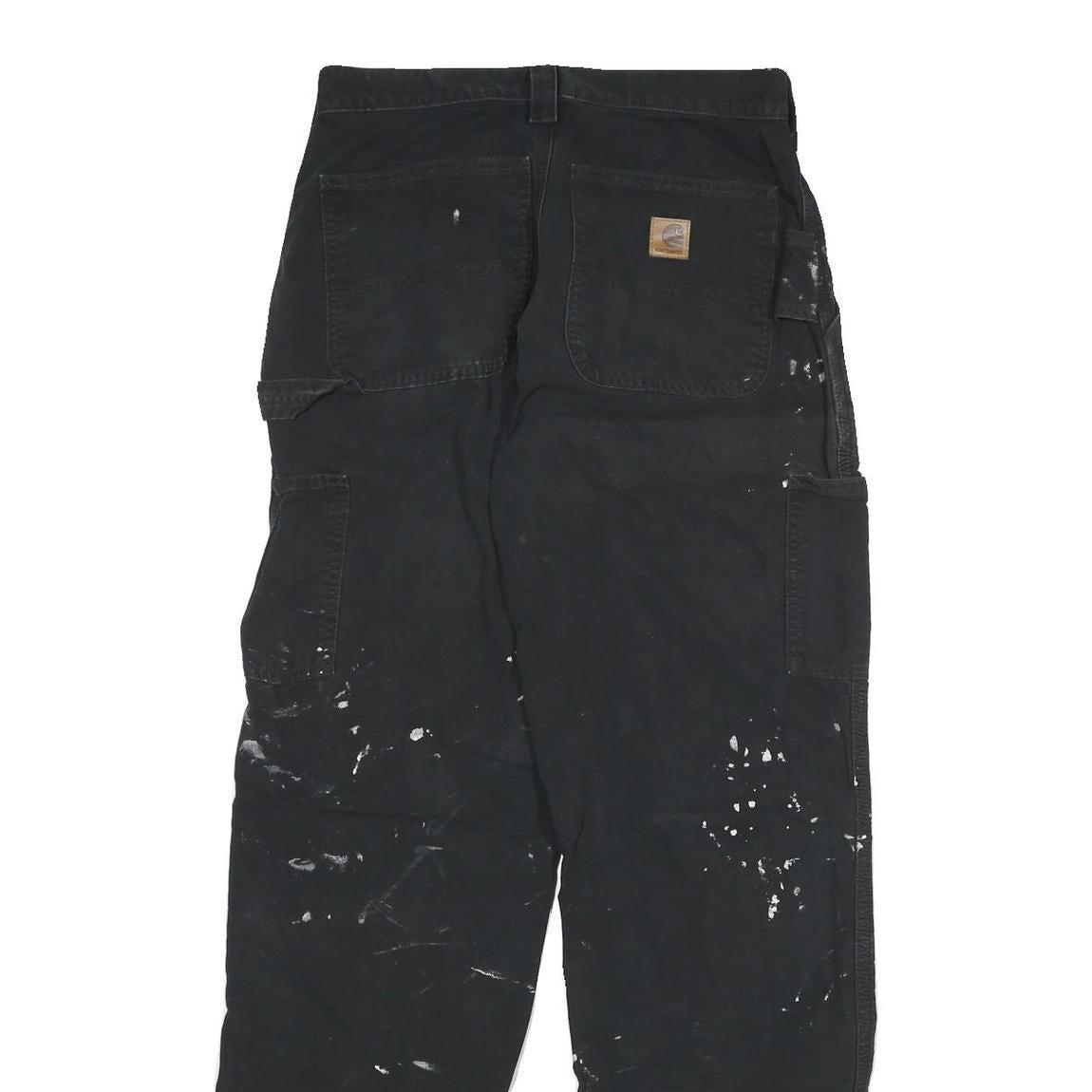 CARHARTT Mens Cotton Blend Black Relaxed Tapered Trousers W31 L34 Workwear