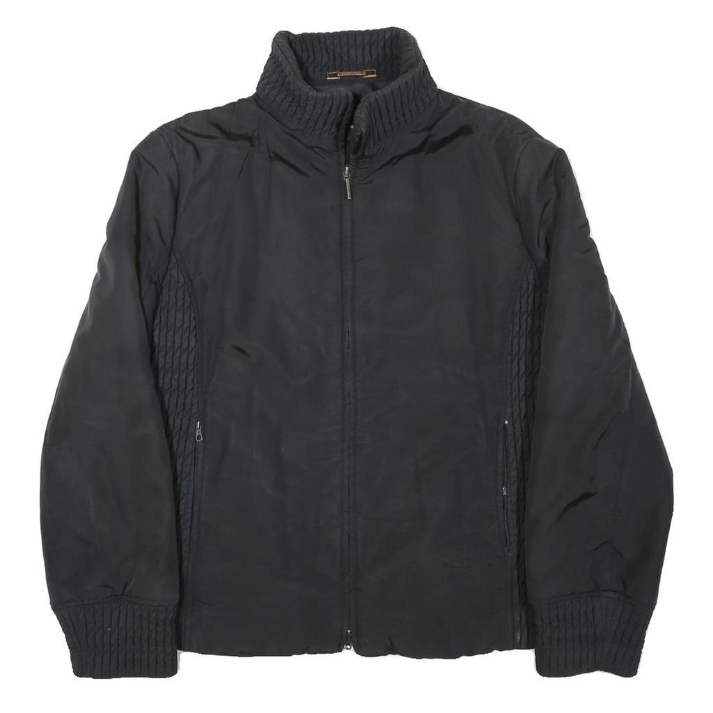 TRUSSARDI Womens Black Quilted Polyester Blend Jacket M Zip Closure Casual