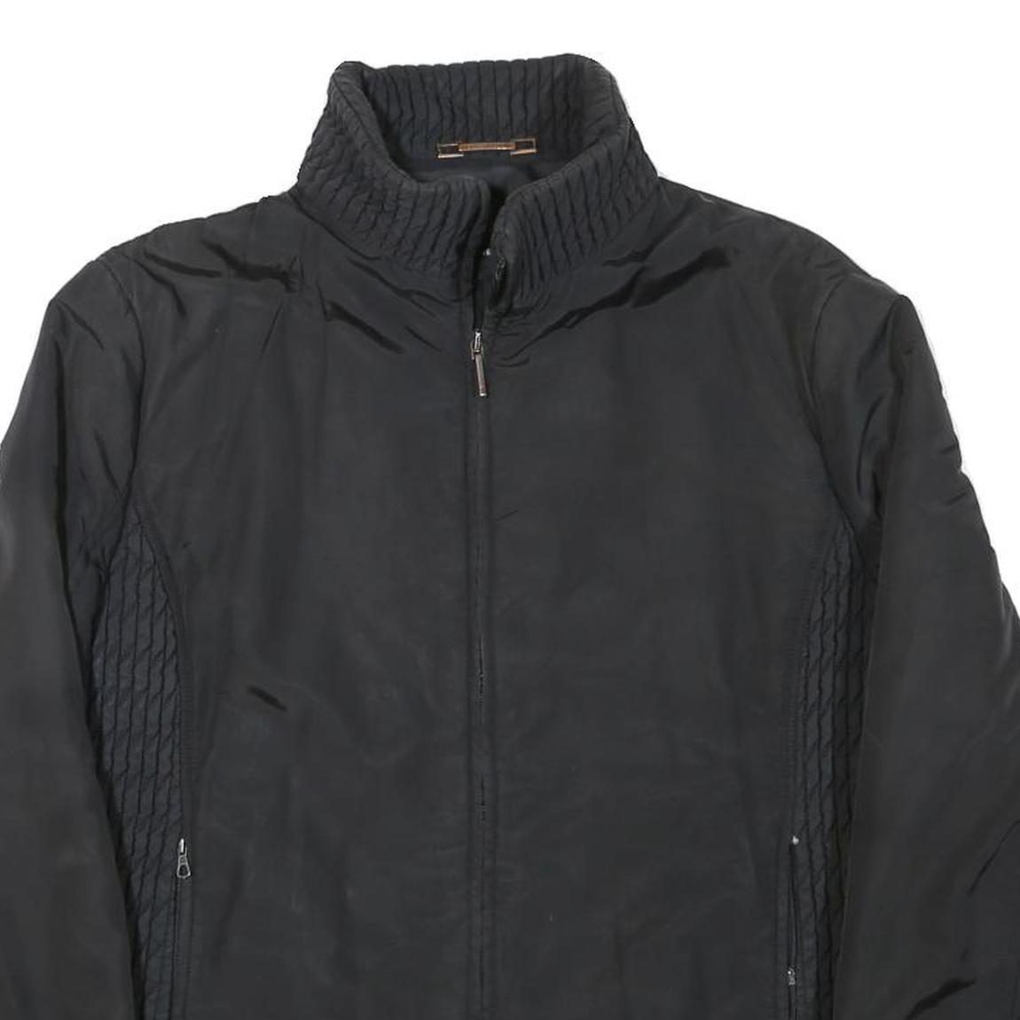 TRUSSARDI Womens Black Quilted Polyester Blend Jacket M Zip Closure Casual