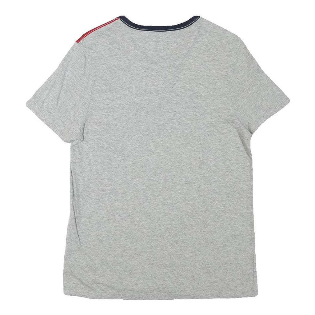 TOMMY HILFIGER Mens Grey White & Red Colour Block T-Shirt XS Short Sleeve V-Neck