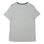 TOMMY HILFIGER Mens Grey White & Red Colour Block T-Shirt XS Short Sleeve V-Neck