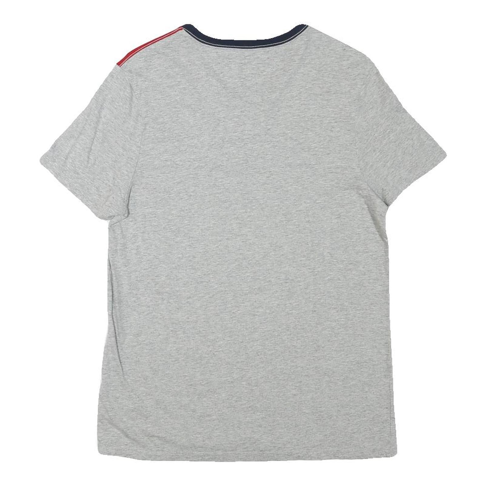 TOMMY HILFIGER Mens Grey White & Red Colour Block T-Shirt XS Short Sleeve V-Neck