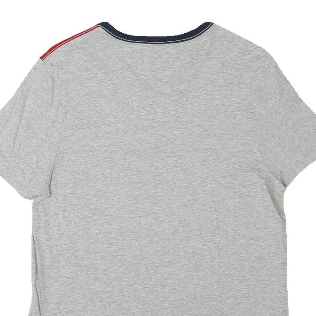 TOMMY HILFIGER Mens Grey White & Red Colour Block T-Shirt XS Short Sleeve V-Neck