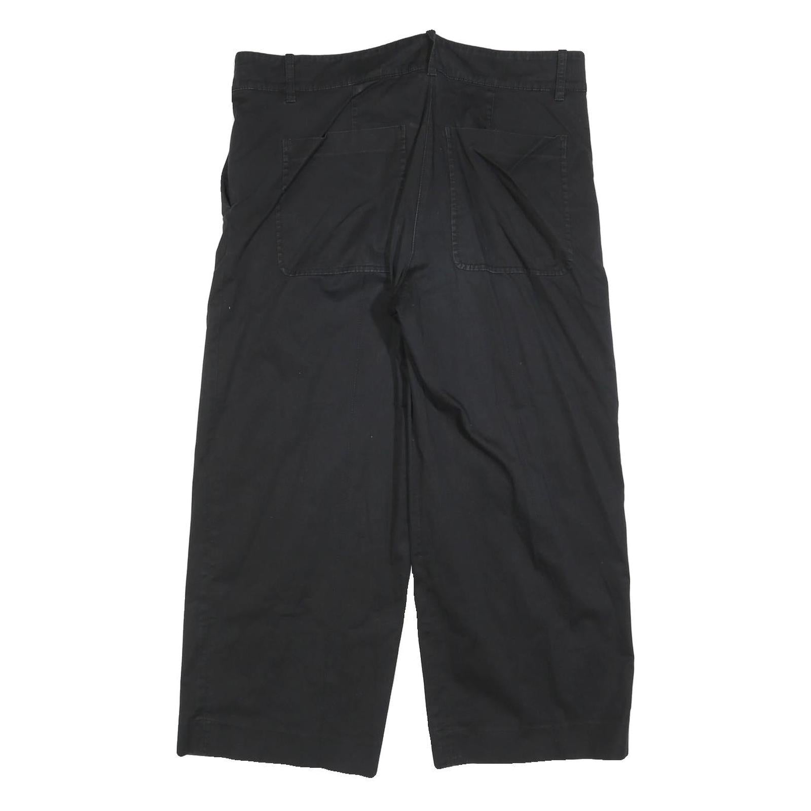 COS Womens Cotton Blend Black Relaxed Straight Trousers W36 L25 Casual Zip