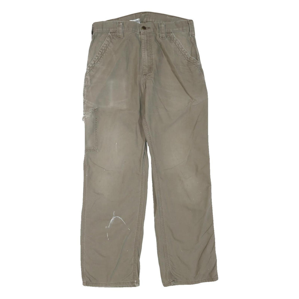 CARHARTT Mens Regular Beige Cotton Blend Cargo Trousers W32 L30 Workwear Zip