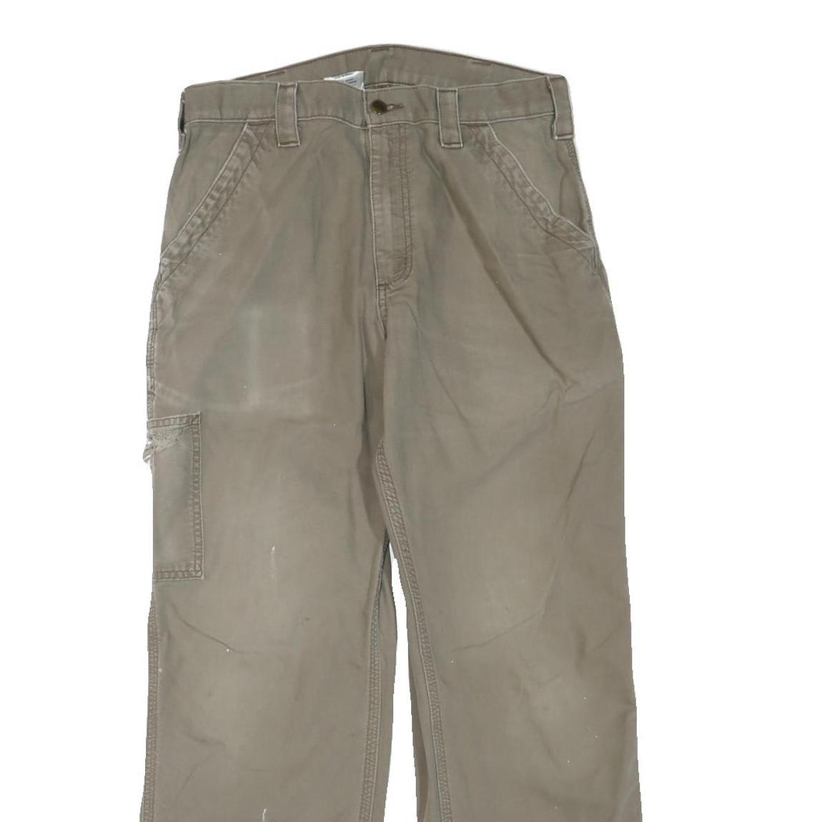 CARHARTT Mens Regular Beige Cotton Blend Cargo Trousers W32 L30 Workwear Zip
