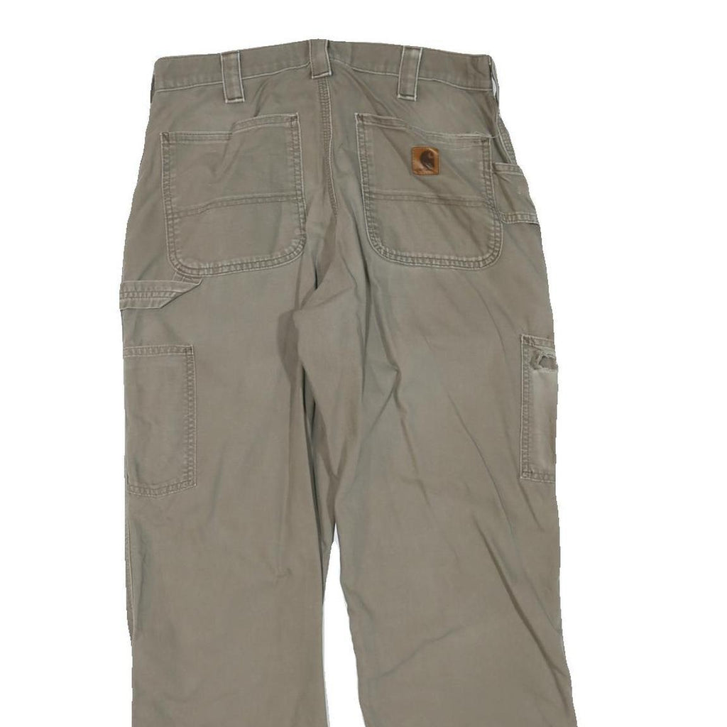 CARHARTT Mens Regular Beige Cotton Blend Cargo Trousers W32 L30 Workwear Zip